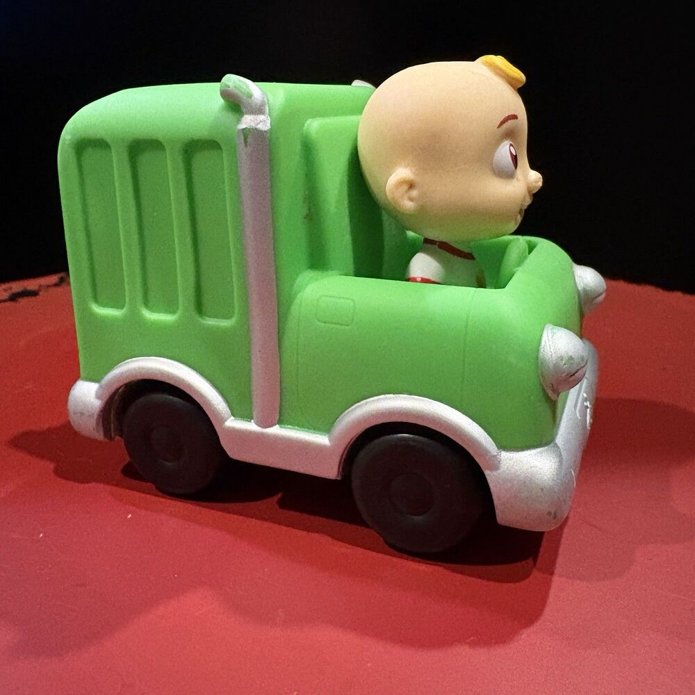 CoComelon JJ Green Trash Garbage Dump Truck Toy Vehicle Jazwares Free Wheeling